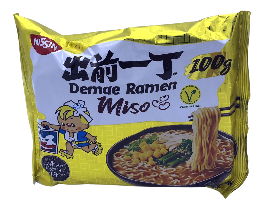 Nissin Suppe mit Instant Nudeln japanischer Art, Miso Geschmack, 100 g