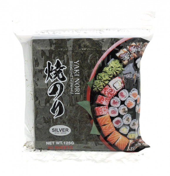 Yaki Nori Algen für Sushi Silber ganze Blätter, 50 Blätter, 125 g